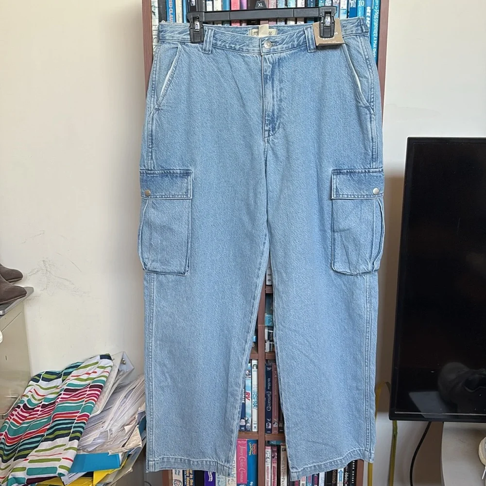 NWT Madewell Low-Slung Straight Cargo Light Wash Jeans Sz 30 - Picture 5 of 15
